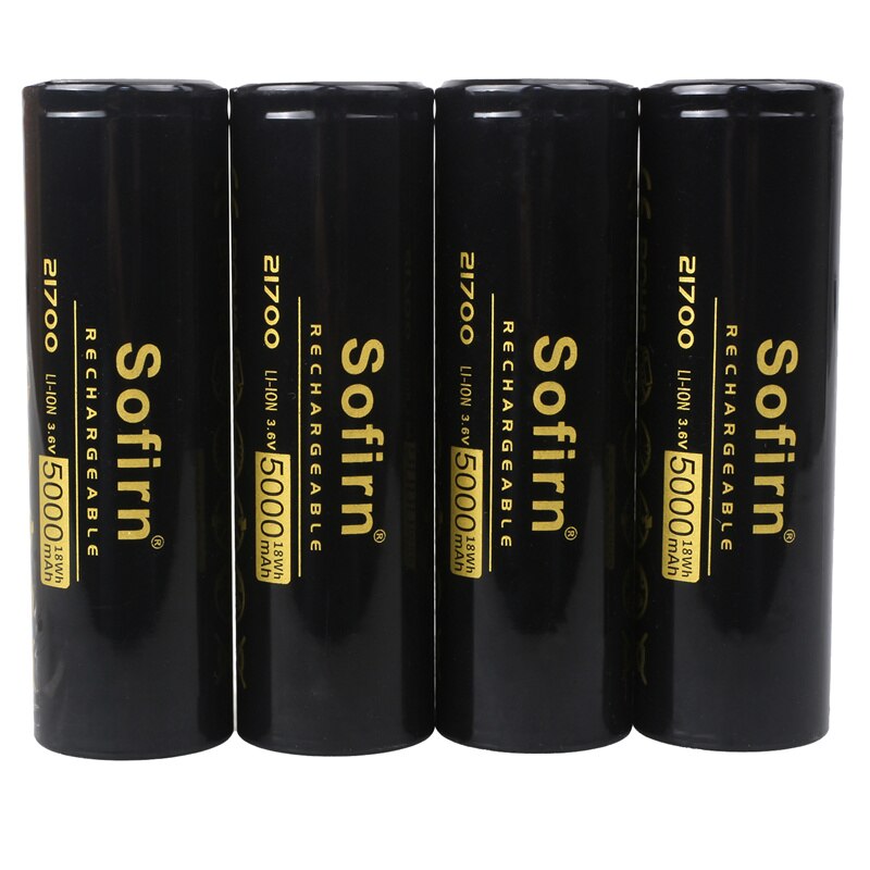 Sofirn High Drain 21700 Battery 5000mah li-ion Battery High Power Discharge 3.7V 21700 Cell Rechargeable batteries: 4 pieces