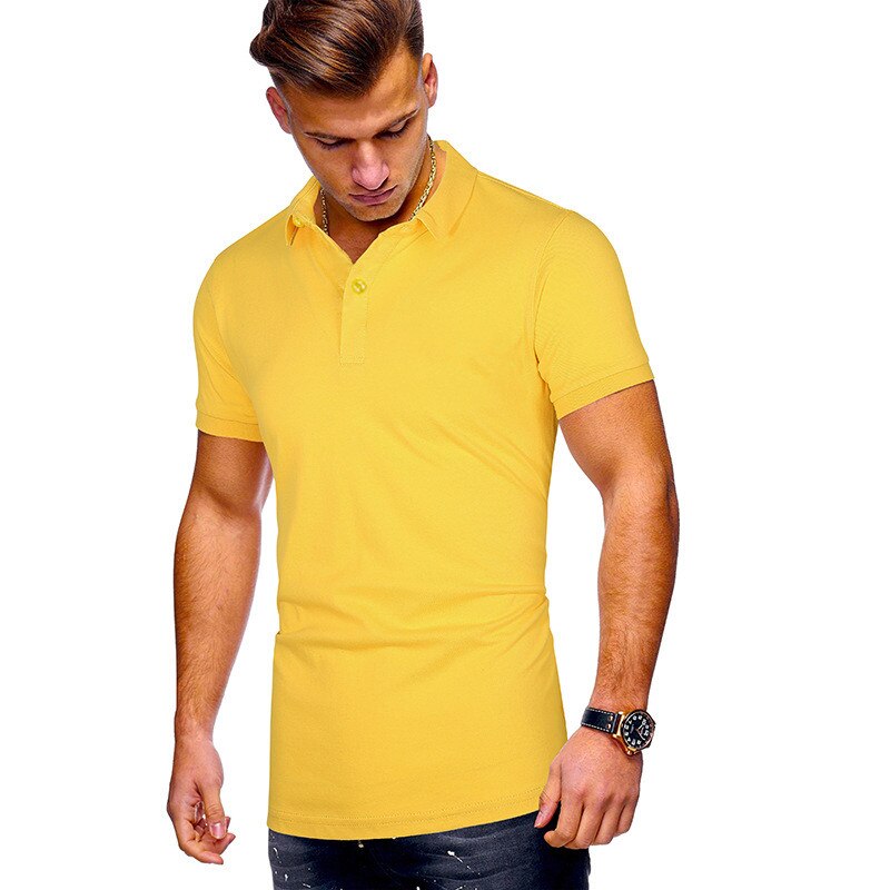 Summer Short Sleeve Cotton Polo Shirt Men Lapel Slim Solid Color Clothing Factory Staff Workwear 3XL