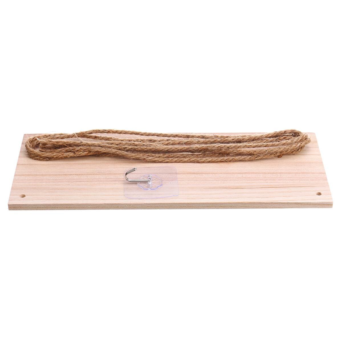 Wooden Wall Shelf Hanging Swing Rope Floating Shelves Jute Rope Hanging Green Plant Display Rack Shelf Organizer DIY Home Decor