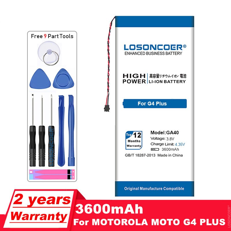 LOSONCOER GA40 Replacement Battery - 3600mAh Li-Polymer - For Motorola Moto G4 Plus XT1625 XT1622 XT1644 XT1643 XT1642 XT1640 XT1626