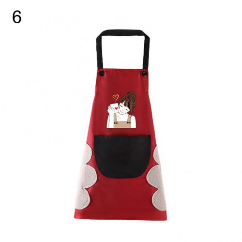 1Pcs Waterproof Anti-Oil Kitchen Apron Cartoon Girl Women Home Kitchen Aprons Waist Bib Nail Shop Apron for Women Baking: 6