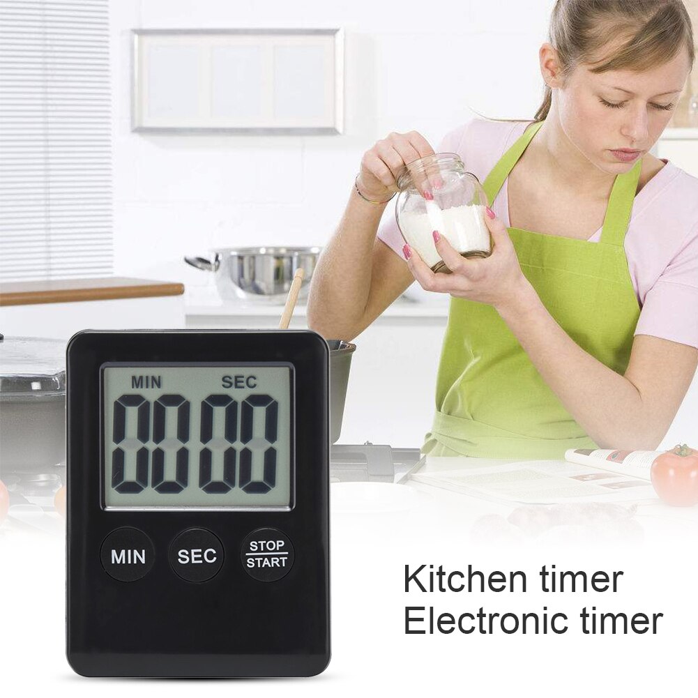 LCD Digital Timer Magnetic Kitchen Table Three Button Countdown Alarm Clock with Stand Kitchen Timer Practical Cooking Clock