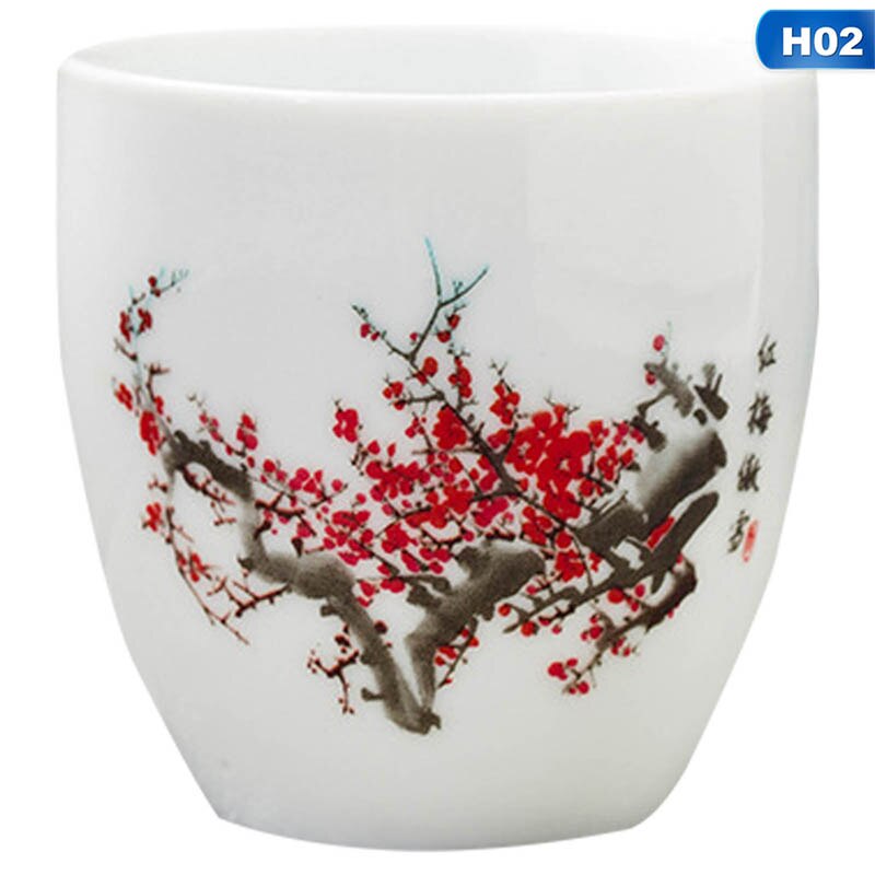 Japanese Magic Sakura Teacup Cold Temperature Discoloration Color Changing Tea Cup Flower Ceramic Kung Fu Tea Set: H02