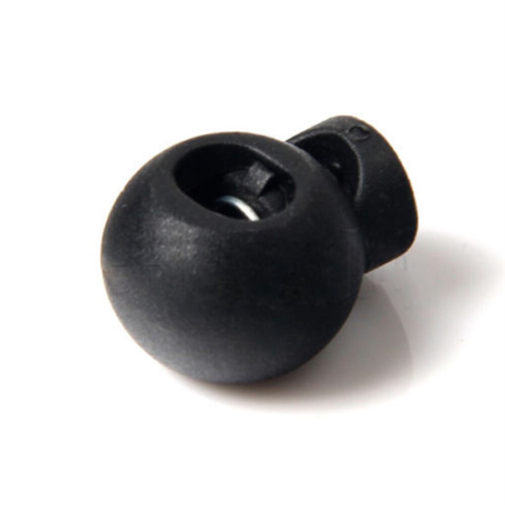 Rope Cord Locks 10pcs Clip Ends Round Ball Shape Luggage Lanyard Stopper Sliding Black Plastic Hole Drawstring Locks Cordloc &amp;xw