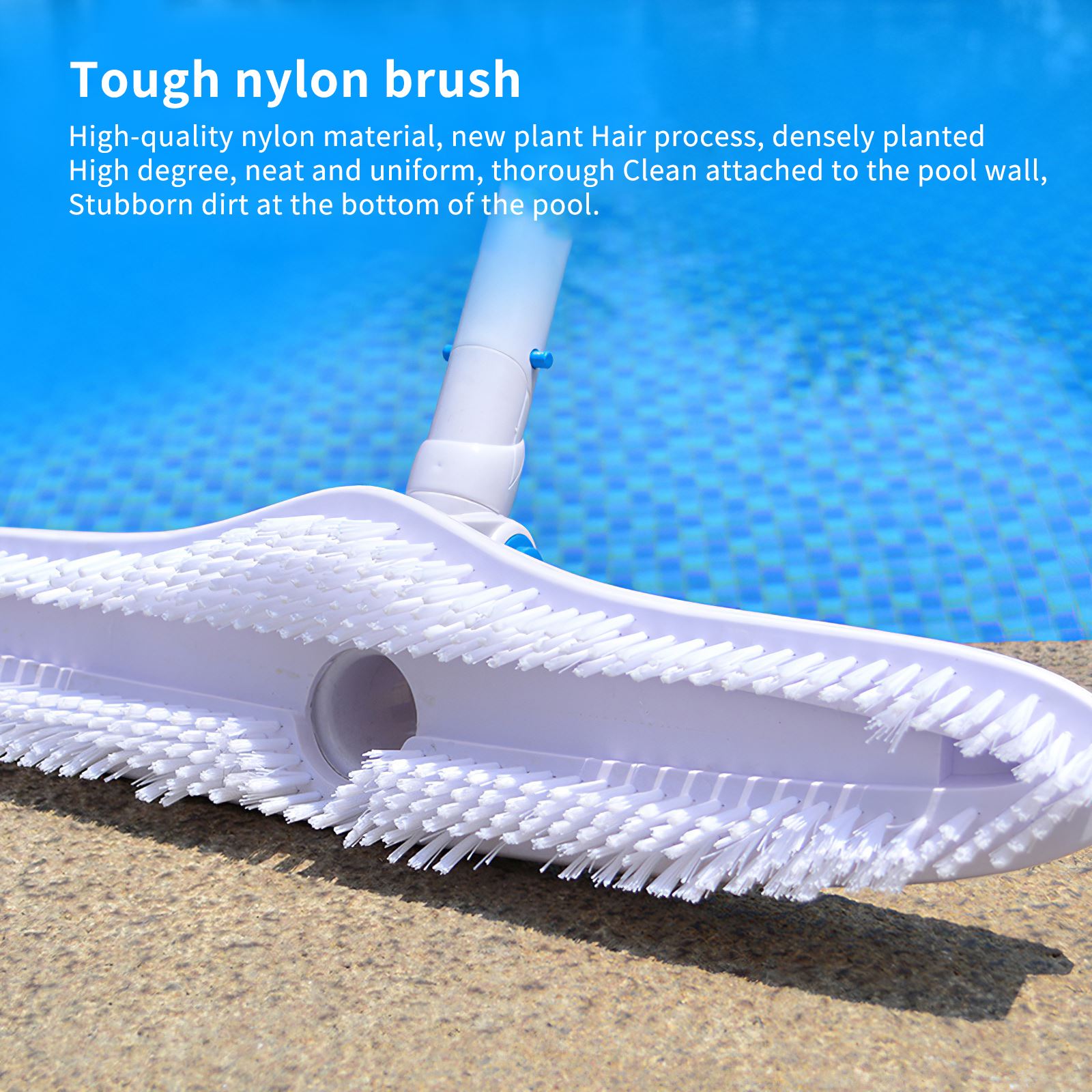 Swimming Pool Cleaning Brush With Removable Adjustable Suction And Cleaning Nylon Floor And Wall Brush For Swimming Pool Spa