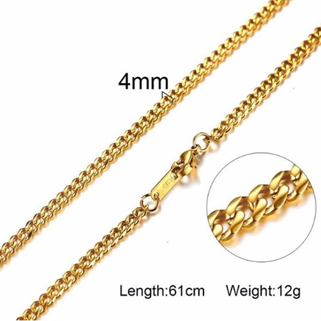 Zorcvens Mannen Vrouwen Ketting Gold Tone Snake Miami Cuba Tarwe Spiga Paima Link Ronde Doos Curb Kettingen Rvs Ketting: 40167