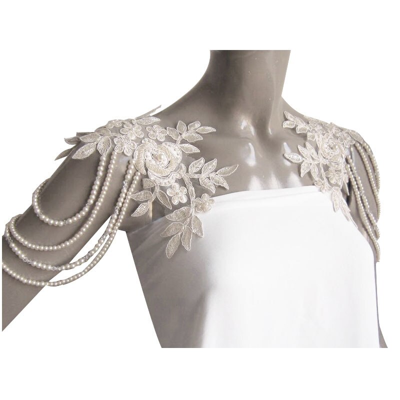 Ivory Sexy Bridal Jacket for Wedding Dress Women Wedding Bolero Wrap Pearls Shoulder Piece Bride Wedding Accessories Mariage: Default Title