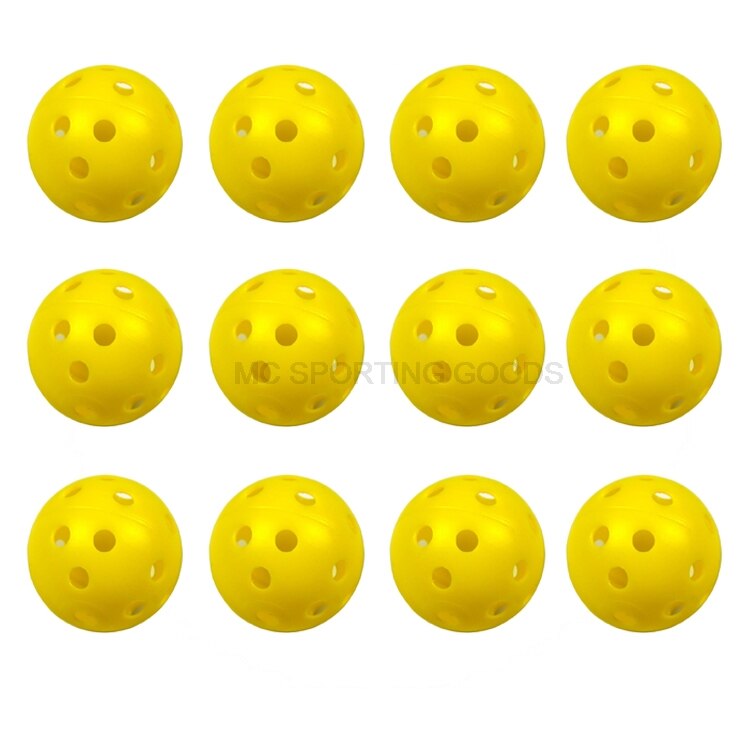 12 stk / parti indendørs golfbold golf træningsbolde golf lys bold har hul golf træning hjælpemidler 7 farver at vælge: 12 stk gule kugler