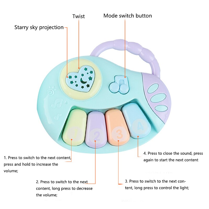Baby Music Hand Clap Drum Fun Light Projection Toy Baby Puzzle Early Education Microphone Piano Guitar Rattle Appease Toy