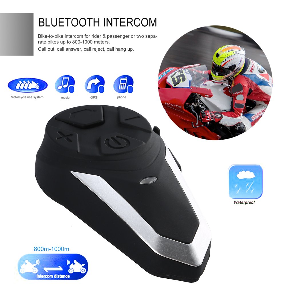 BT-S3 1000M Motorcycle Bt Interphone Motor Helm Draadloze Bluetooth Intercom Fm Headset Draagbare Mini Interphone