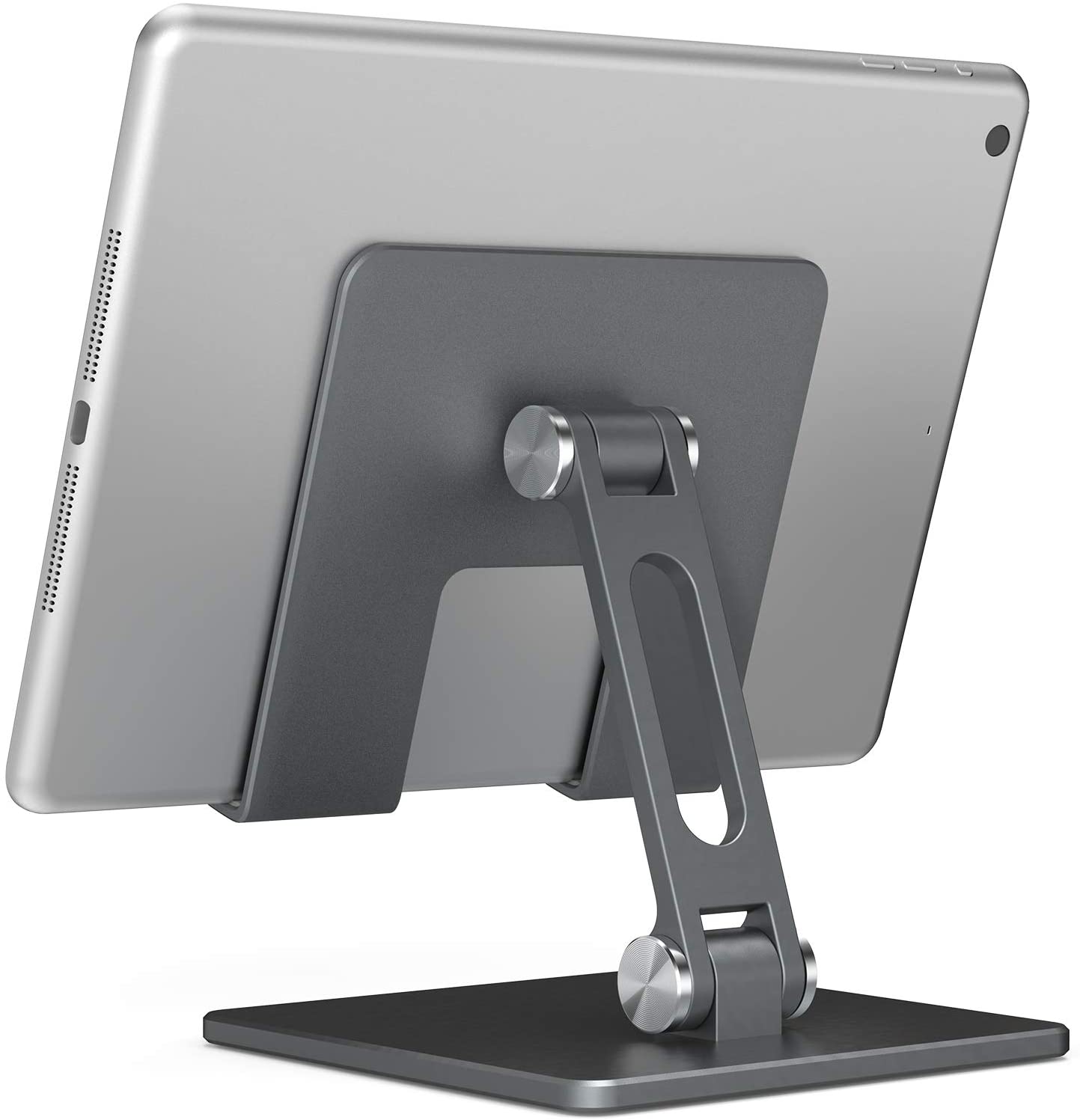 Foldable Aluminum Tablet Stand,Dual Height and Angle Adjustable Bracket for 4"-15.6” Tablet/Ipad/Cell Phone: Gray