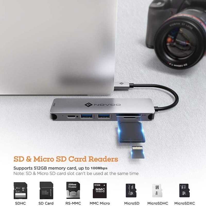 NOVOO – Hub 6 en 1 USB 3.0 pour Nintendo Switch Type C vers 4K HDMI 100W PD Thunderbolt 3, adaptateur, Station d&#39;accueil pour ordinateur portable et Macbook