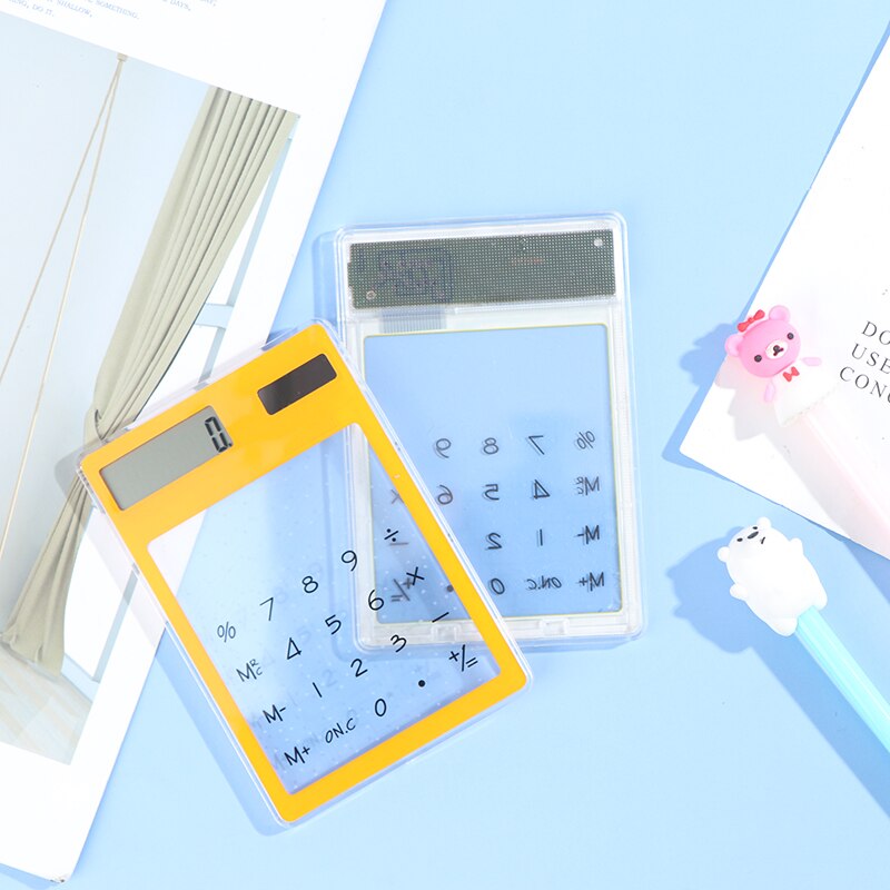 1Pc Transparent Cartoon 8-Digit Calculator Solar Energy Mini Portable Calculator