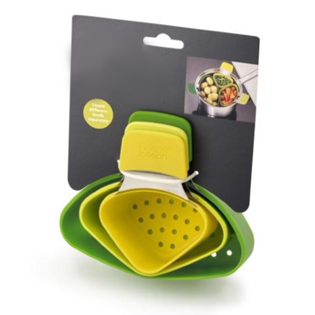 3Pcs Steamer Set Small Cooking Basket Plastic Stackable Steaming Bowl with Handle for Vegetable Fruits