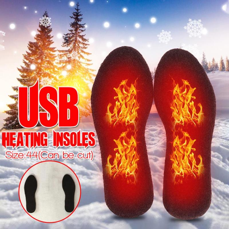 1 Paar Unisex Elektrische Verwarmde Inlegzolen Voeten Heater Warme Sokken Voet Winter Pads Usb Opladen Inlegzolen
