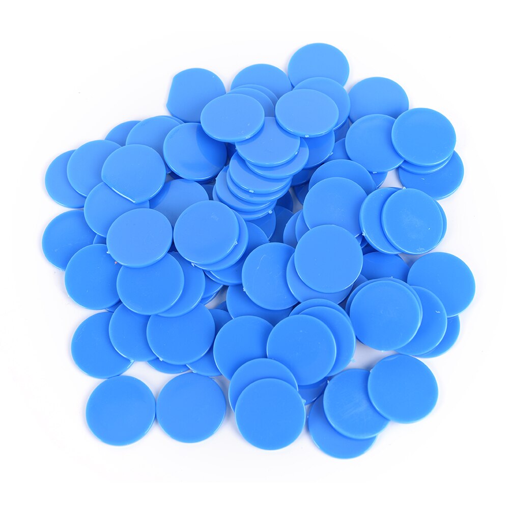 Plastic poker chips casino bingo markører token sjovt familieklub spil legetøj tilbehør 100x 24mm: Blå