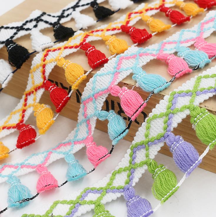 1 yard/lot kwastjes franjes katoenen kant rand kleding naai accessoires gordijn lint naai kant stof voor doe-het-zelf knutsel kleding