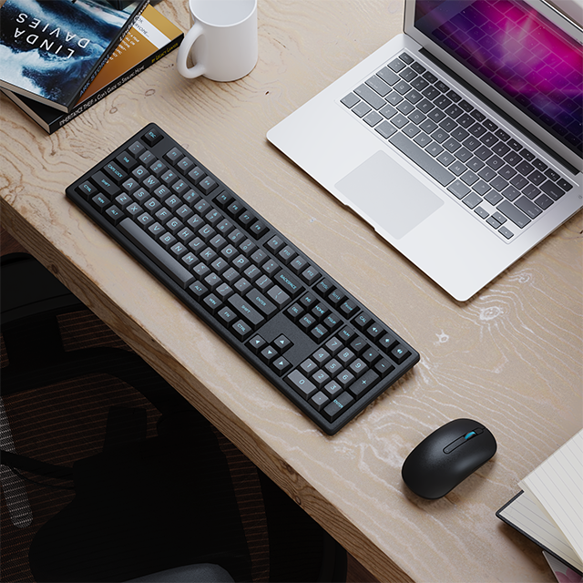 AKKO MX108 Schwarz Weiß BT 5.0 USB Wireless 2,4G PBT Tastenkappen Schere Tastatur und Maus Combo
