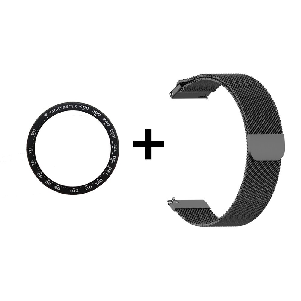 Pour Xiaomi Huami Amazfit GTR 47mm lunette en métal Bracelet milanais Bracelet de montre + couvercle de bord extérieur 2in1 pour GTR 47mm sangle boîtier de vitesse: Package 1