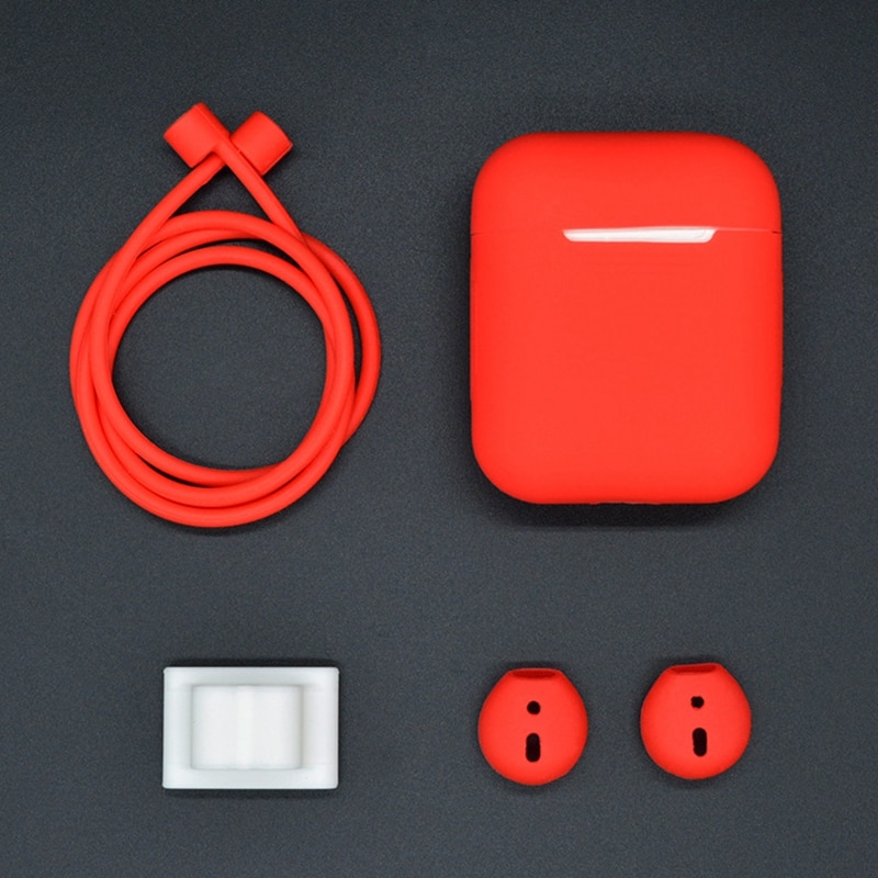 Funda de silicona 4 en 1 para Airpods 1 y 2, funda protectora para AirPods 1 y 2, Correa antipérdida para Apple Airpods 1 y 2