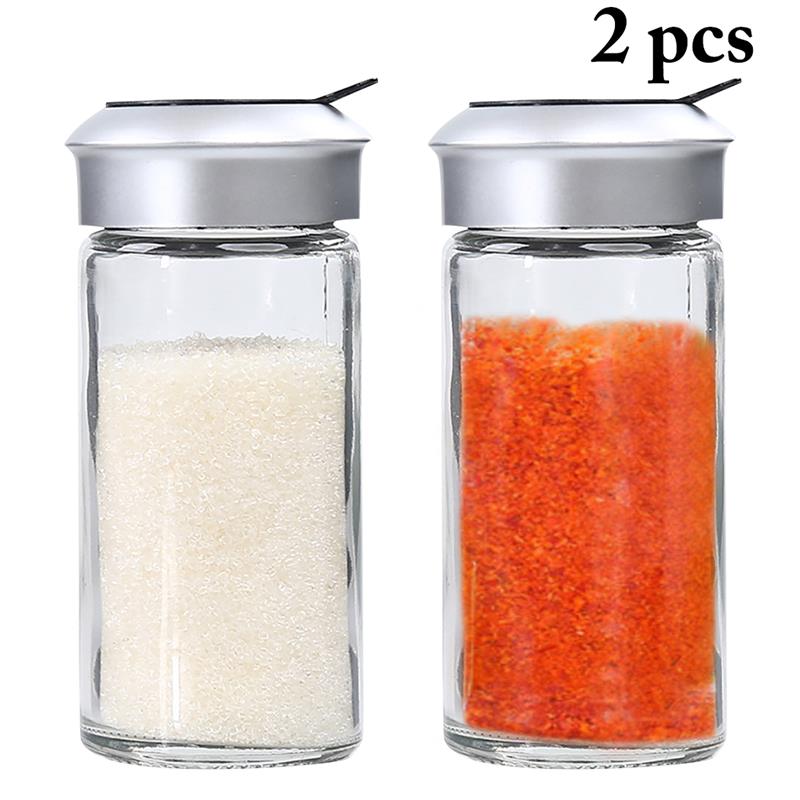 Botella de vidrio sin plomo para condimentos, agitador de vidrio transparente, botella de especias para sal, pimienta, azúcar, accesorios de cocina: 2