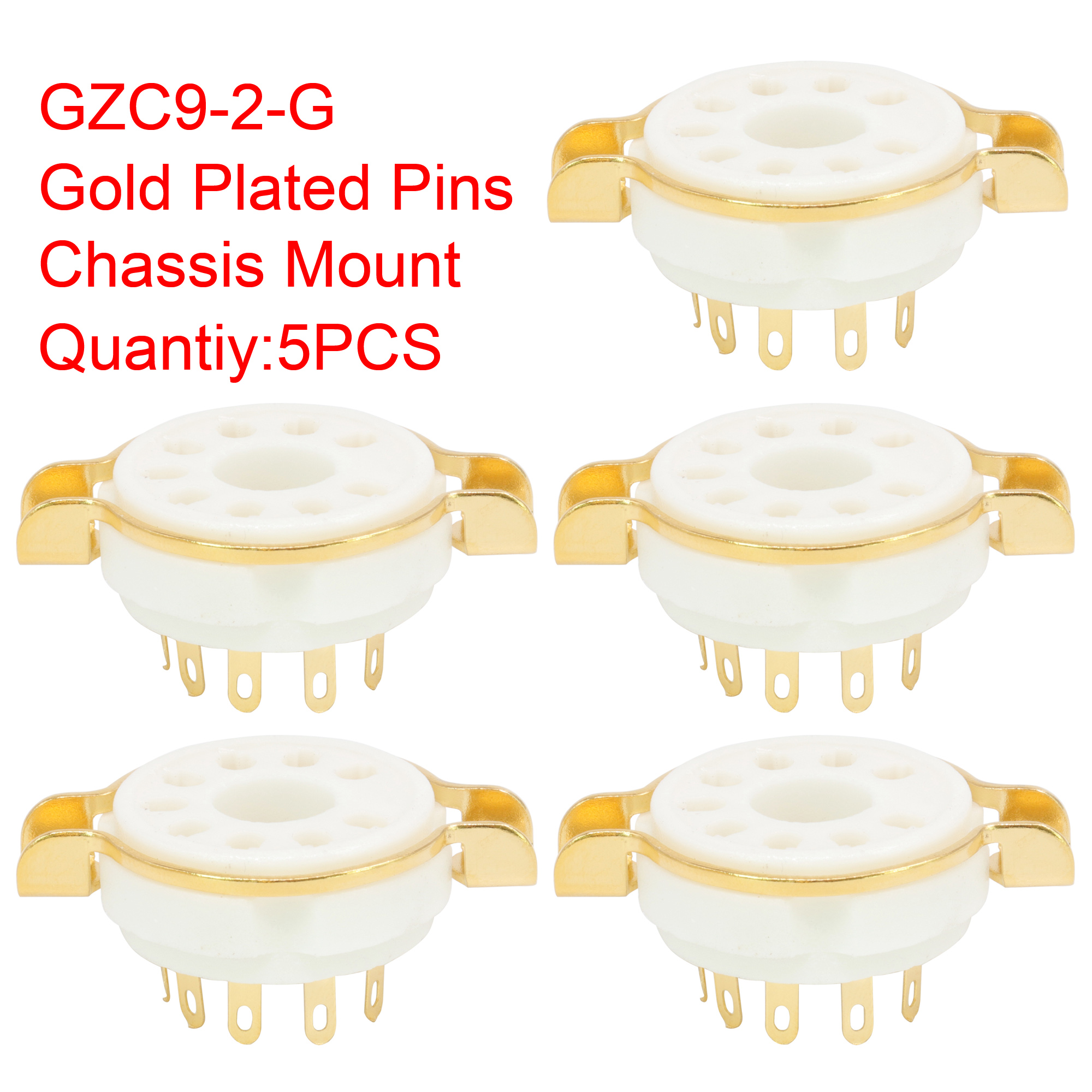 9pin Ceramic Tube Socket Valve Base for EL504,EL519,PL519,EL502,6LQ6,7868 Vintage Audio Amplifier DIY PCB Chassis Mount: WHITE