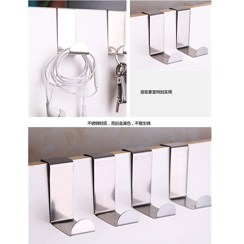 2 Stks/set Multifunctionele Rvs Haken Keukenkast Kleren Thuis Muur Opslag Hanger Badkamer Sleutel Handdoek Deur Haken