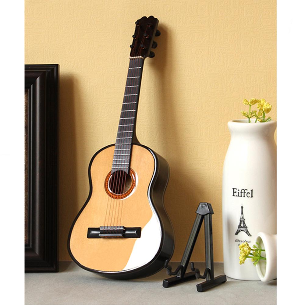 Mini klassisk guitar miniature model træ mini musikinstrument model bord dekoration ornament med kasse beslag stander
