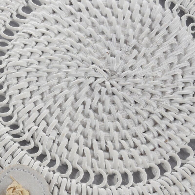 Hvid hul rattan taske bali boheme kvinder vintage strå strand håndtaske mini rund crossbody taske håndlavede skuldertasker