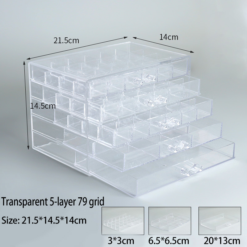 Caja organizadora de plástico transparente multifuncional con rejillas, contenedor, caja de almacenamiento para decoración de uñas, organizador de cuentas, joyería DIY para manicura