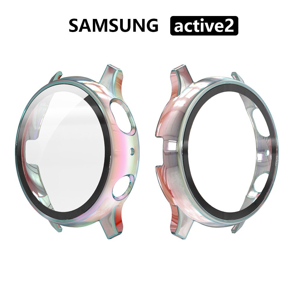 active 2 watch case for samsung galaxy watch active 2 40mm 44mm Screen Protector 9H Tempered glass Plated PC case for active2: Colorful / active 2 40mm
