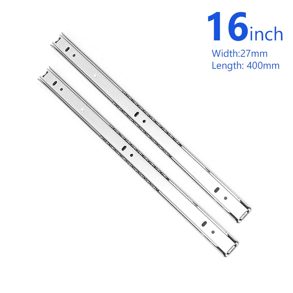 2 Sections Drawer Slides Micro Guide Steel Ball 27mm Wide Steel Ball 2 Fold Ball Slide Cabinets Drawer Steel Ball Cabinet Slides: 400mm