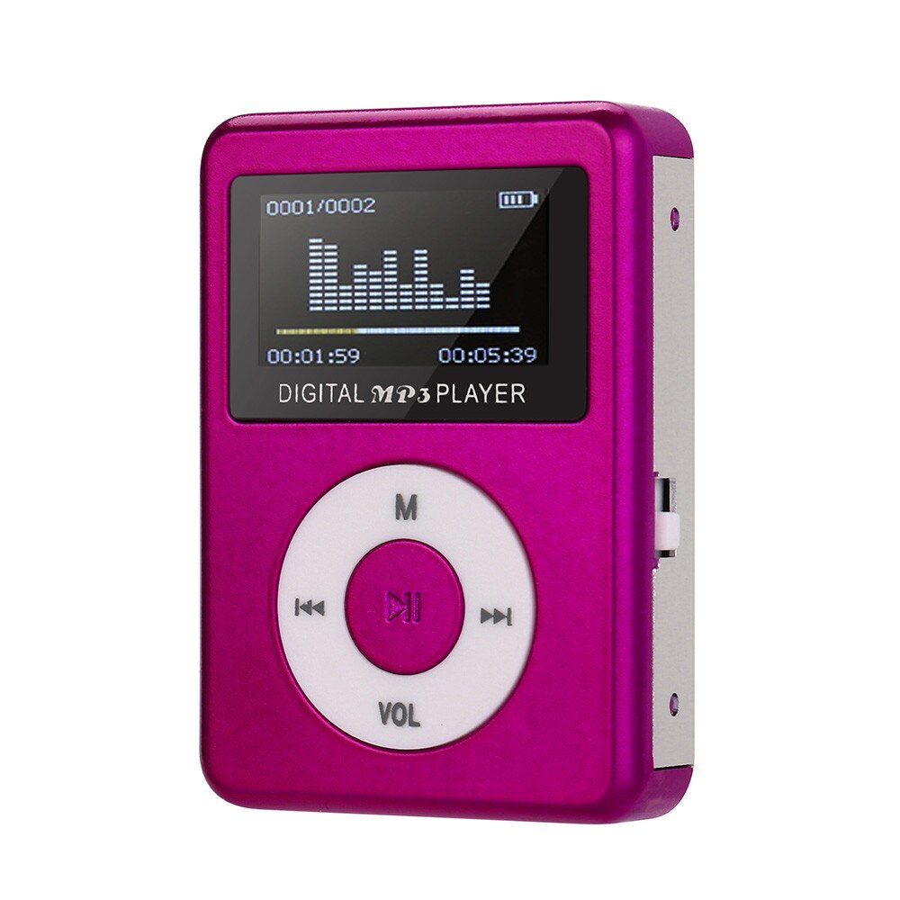 USB Mini MP3 Player LCD Screen Unterstützung 32GB Micro SD TF Karte # T2: Hot Pink 