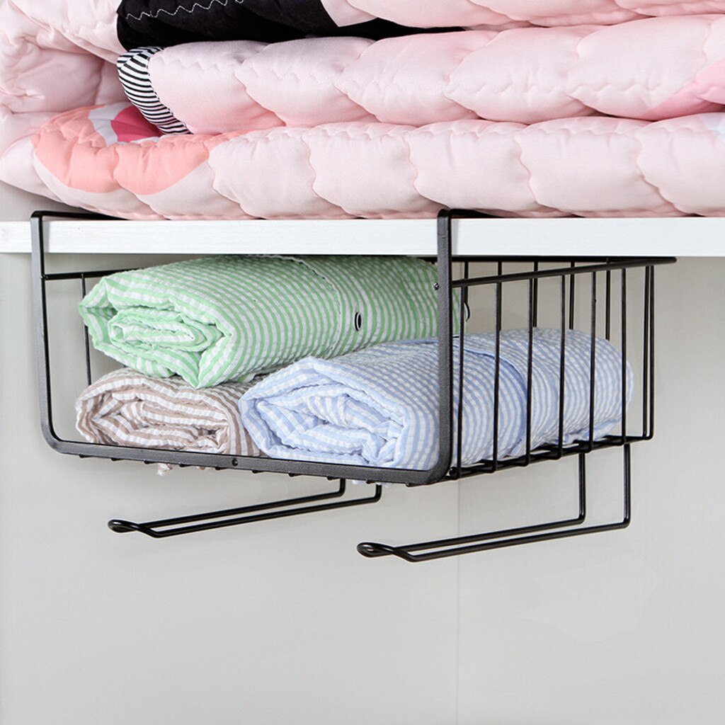 Kitchen Storage Bin Under Shelf Wire Rack Cabinet Basket Organizer Holder Stand Bathroom Organizer organizador de maquiagem
