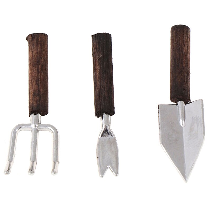Legierung + Holz Mini Topf Werkzeug Schaufel Modell einstellen Für Puppenhaus Gebühr Garten werkzeuge Rustikalen Puppe Haus Ornament 3 Teile/satz