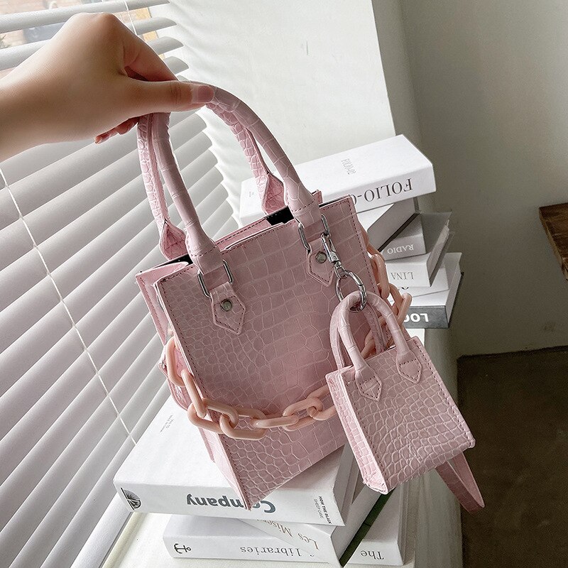 Sling Bag Vrouwelijke Vrouwen Hand Tassen Luxe Handtas Vintage Composiet Bakken Keten Messenger Schoudertassen Voor Vrouwen: Pink