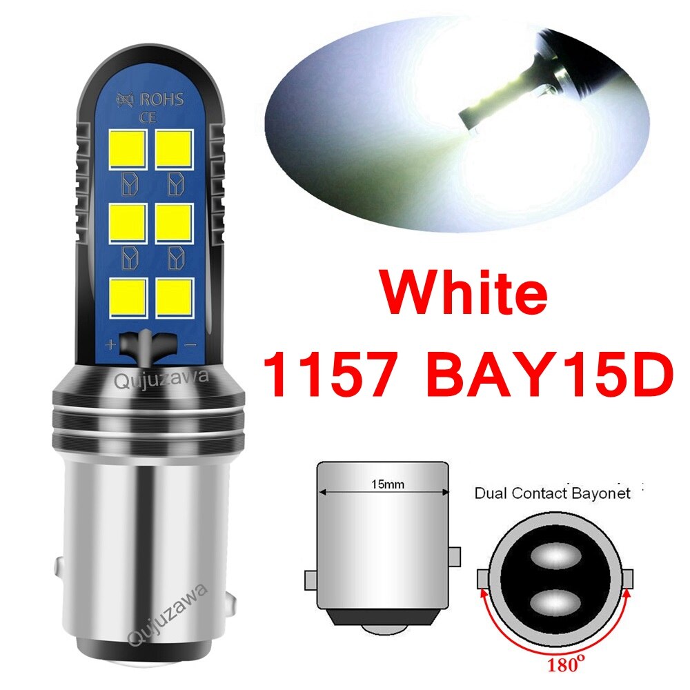 Bombillas LED superbrillantes para coche, luz de marcha atrás de 12V, 2 piezas, BAY15D P21/5W 1157 BA15S P21W BAU15S 1156: Blanco frío