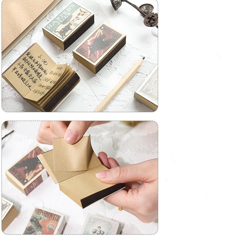 122 sheets/book Matchbox Retro Mini Notepad Tear-away note book Portable note paper Office School Stationery