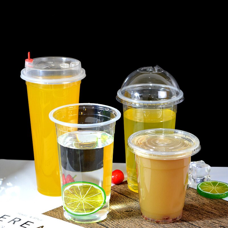 50 Stuks 95Mm Kaliber Transparante Wegwerp Glazen 400Ml Plastic Bekers Voor Drinken Party Gunsten Melk Thee cup Met Deksel