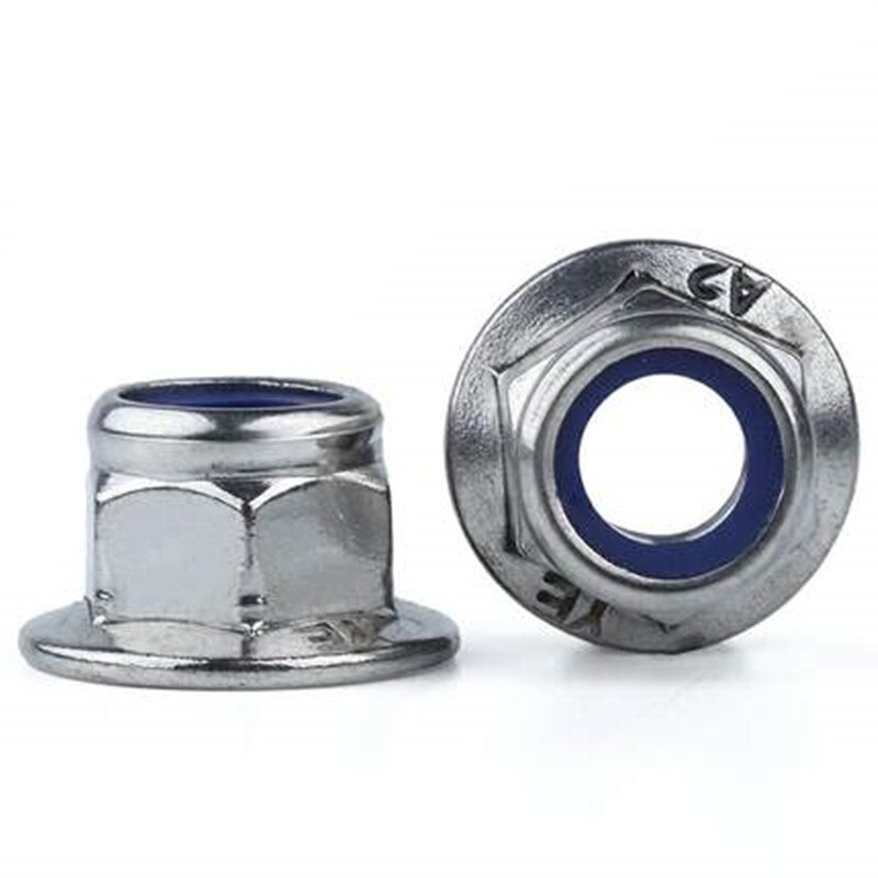 M3/M4/M5/M6/M8/M10/M12 304 Stainless Steel Hexagon Padded Flange Nylon Anti-Loose Lock Nut Galvanized Anti-Slip Nut Cap