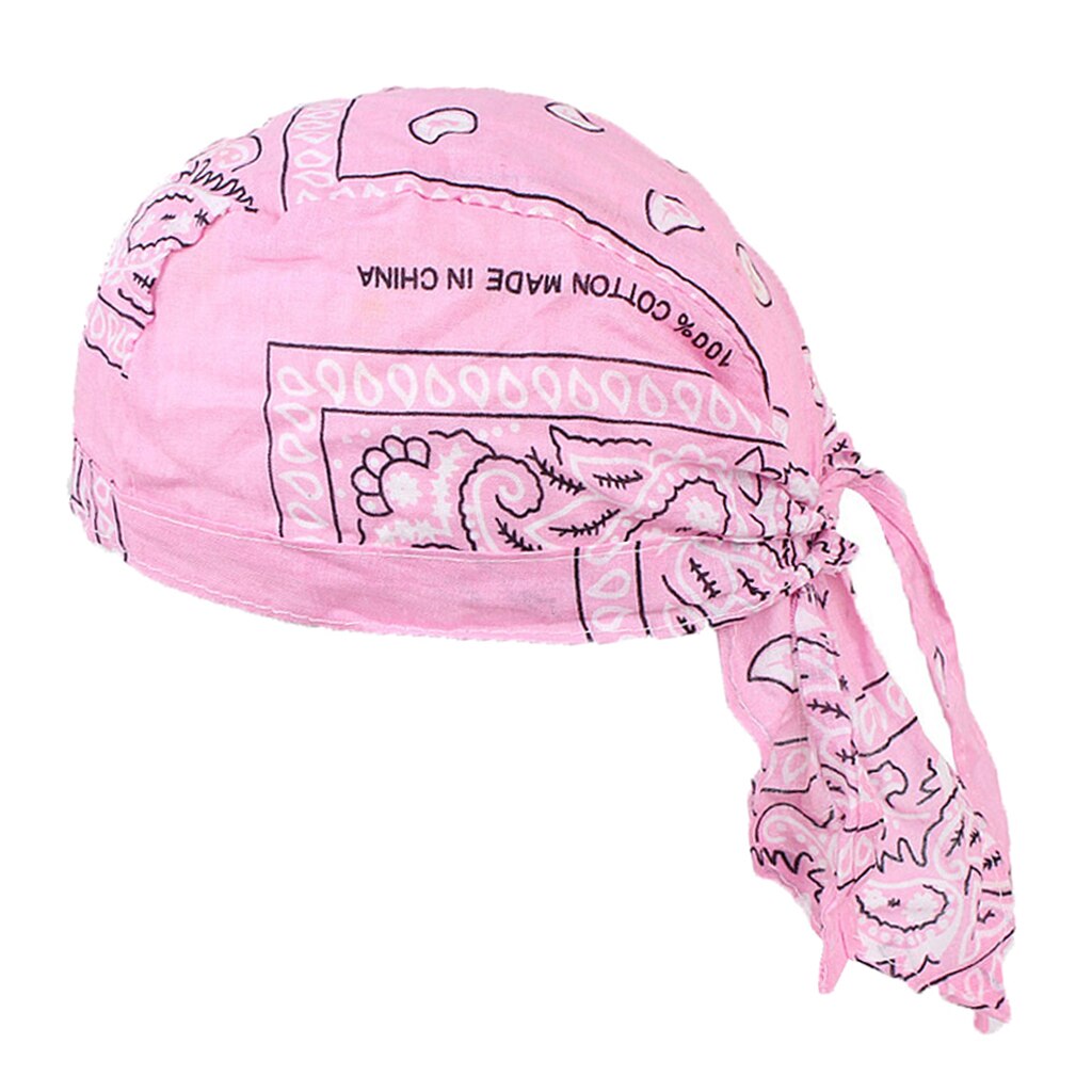 Vrouwen Mannen Durag Haaruitval Slaap Headwrap Pirate Skull Cap Bandana Beanie Hoed: Roze