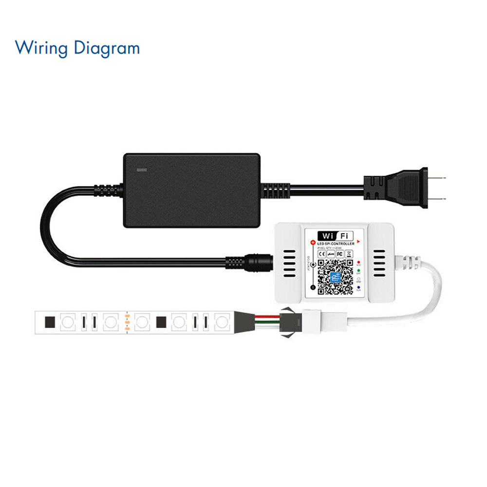 Magic Home LED SPI Controller WiFi Bluetooth IR Remote Controller for WS2812B WS2811 SK6812 RGBIC Addressable Pixels Music Sync