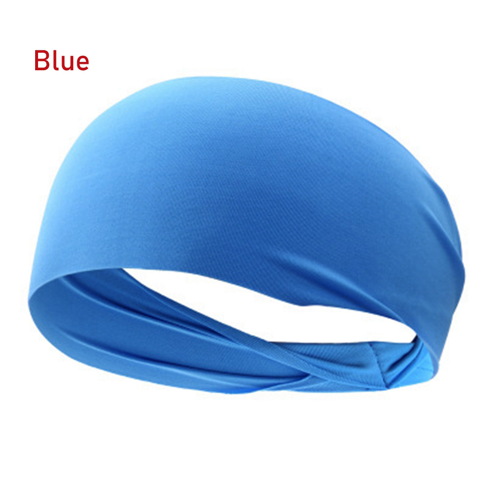 Unisex Elastic Yoga Headband Sport Sweatband Running Sport Hair Band Turban Outdoor Gym Sweatband Sport Bandage Accessory: blue(23x10cm)