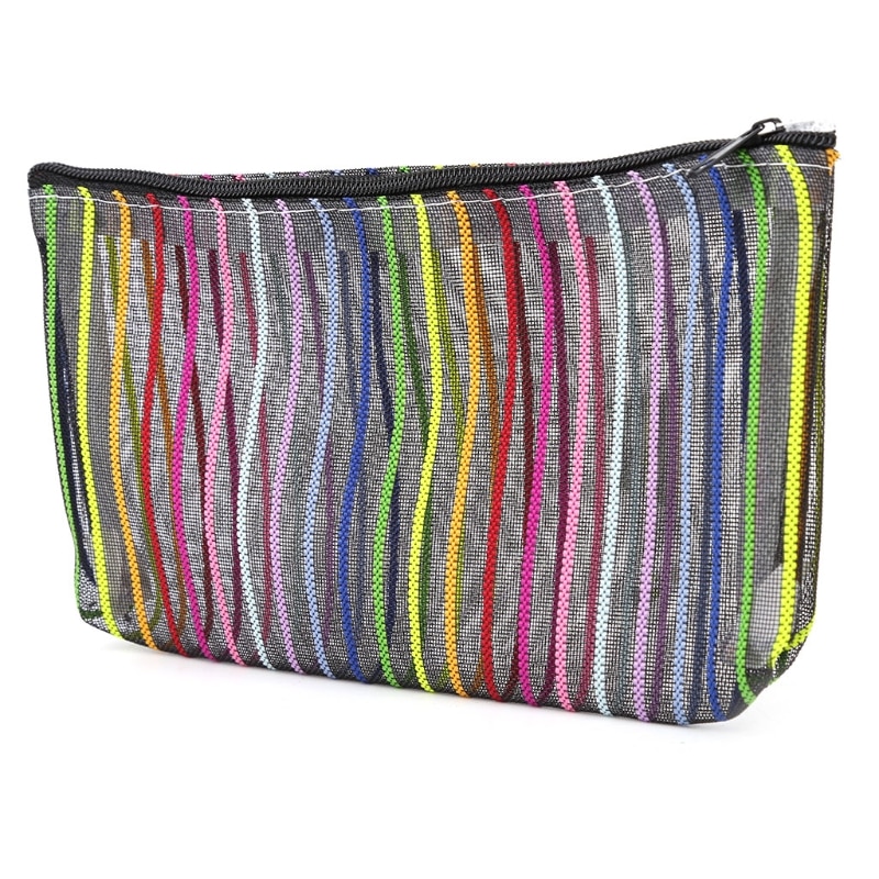 Couleur série fermeture éclair femmes en Nylon maille étui de maquillage sac cosmétique pochette ippertry organisateur sacs