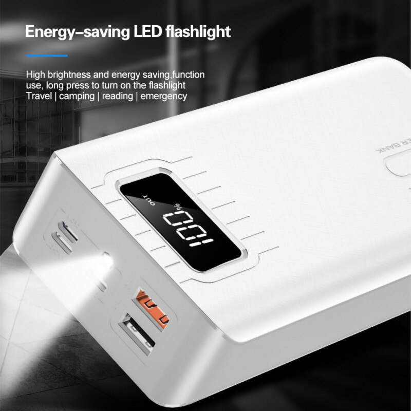 Power Bank 30000Mah Micro Usb Grote Capaciteit Led Display Draagbare Externe Batterij Oplader Voor Smartphones Iphone 12 Pro plus