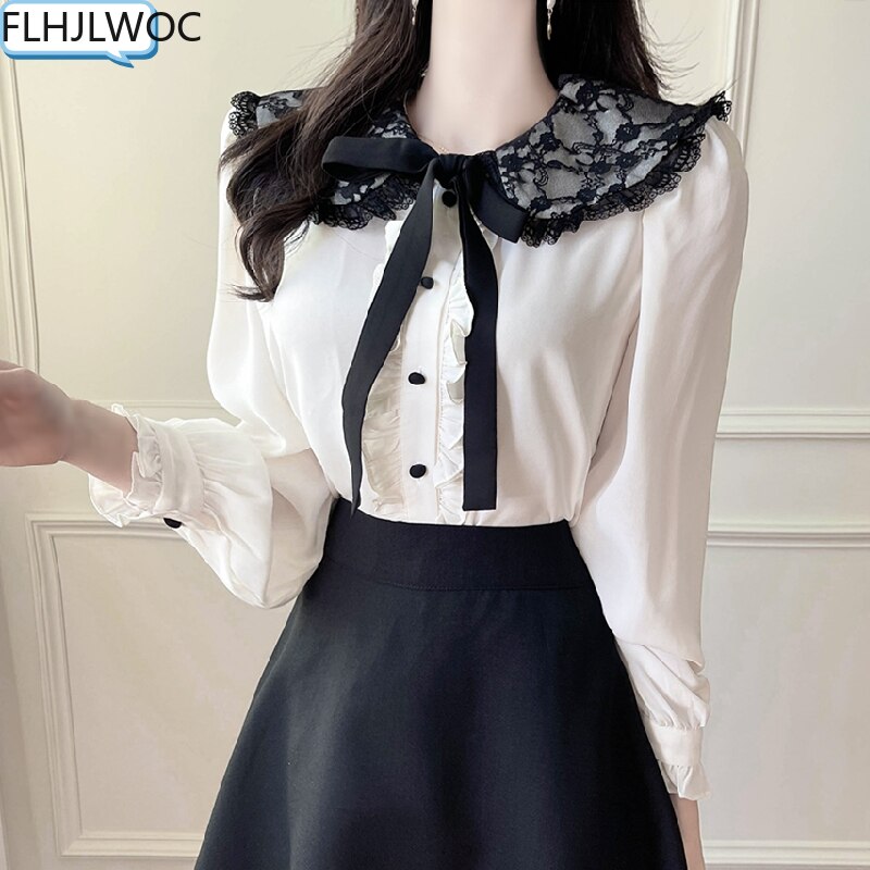 frauen Nette oben Adrette Jahrgang Japan schick Korea Einreiher Geschmack Elegante Formale Hemden Blusen Rosa Weiß