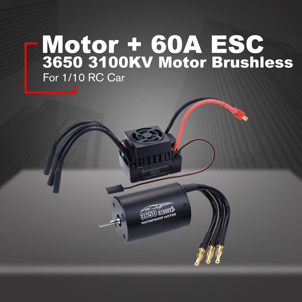 3650 2300/3100/3900KV / 3660 2600/333800KV Motor With 60A ESC Kit Waterproof Brushless Motor for 1/10 RC Car Boat ESC Racing: Green
