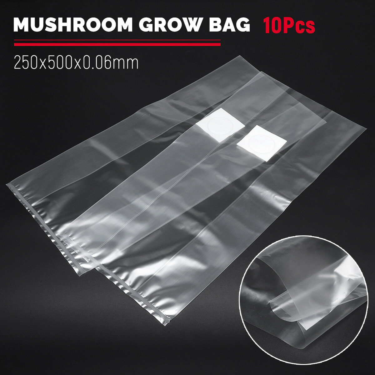 10/20/50 Stuks 10*20 Inch Pvc Paddestoel Spawn Grow Bag Substraat Hight Temp Pre Afsluitbare tuin Groeien Zakken: 10Pcs