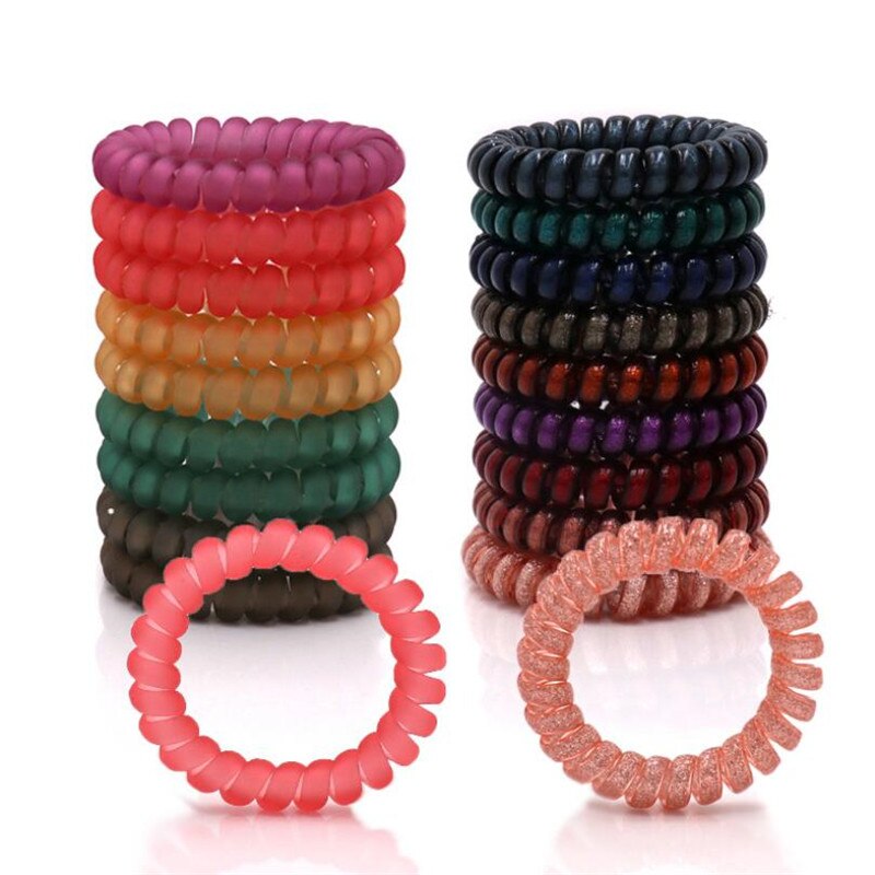 Big Grosso Plástico Elástico Cabelos para Mulheres, Multi Cores, Fio de Telefone, Bandas De Borracha, Stretchy Ponytail, Personalidade Presente, 9Pcs