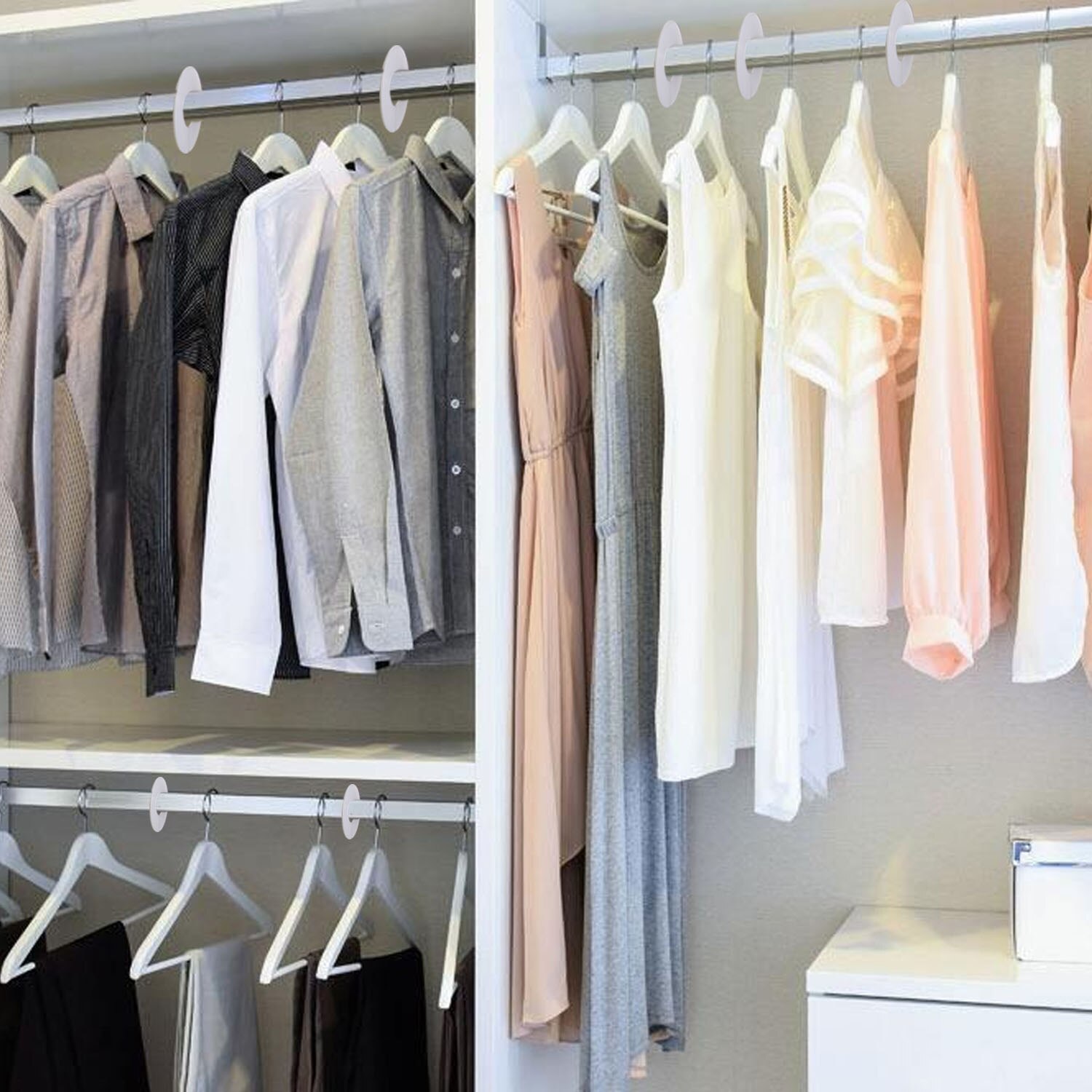 12 stk/sett hvite runde klesstativ henger størrelsesdeler hjemmebutikker diy klær størrelsesdeler runde kleshengere skapdelere